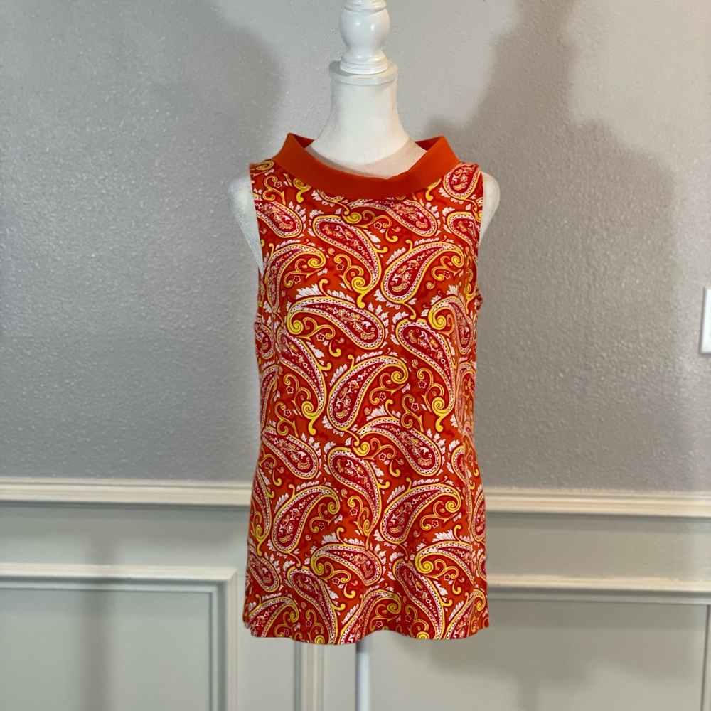 Talbots Sleeveless Orange Paisley